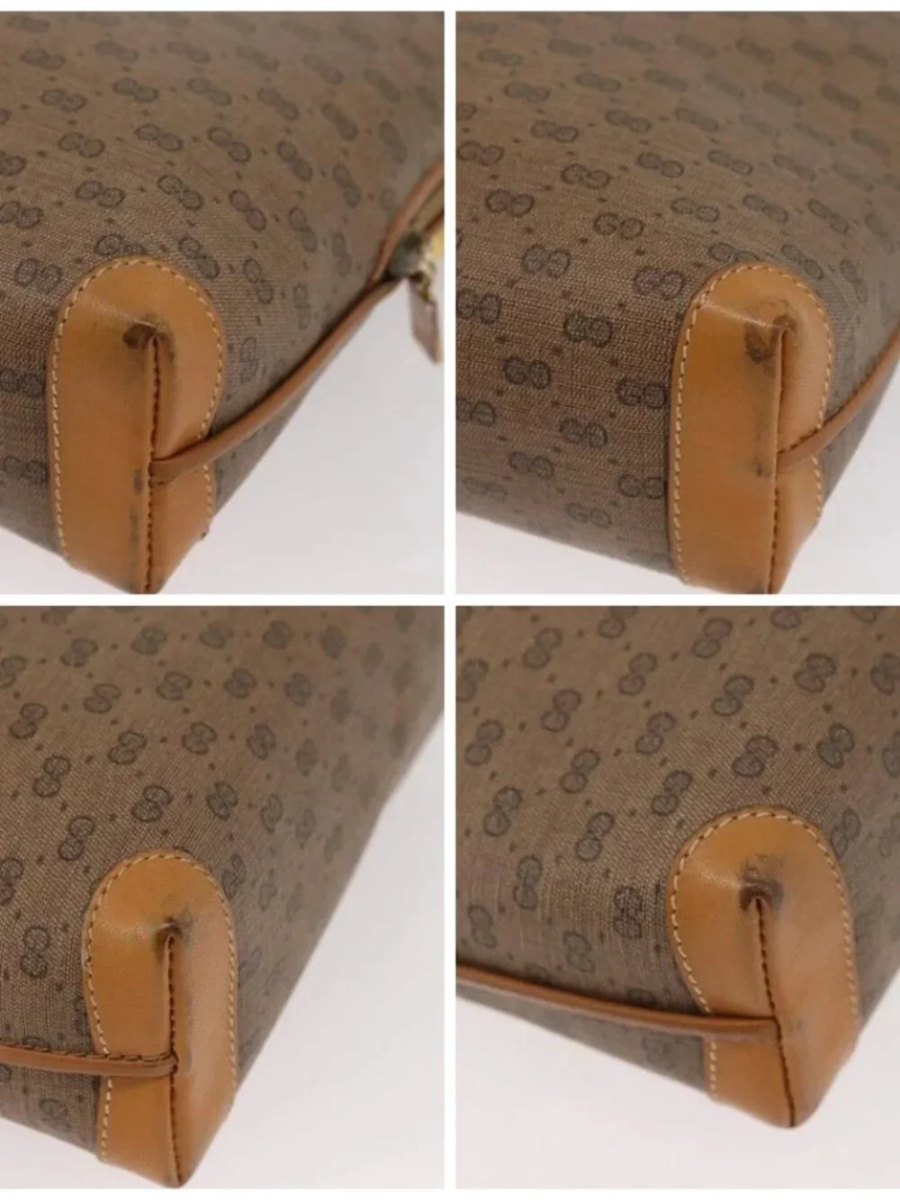 GUCCI Micro GG Supreme Shoulder Bag PVC Beige Gold 007 104 4916 Auth SW2142